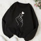 Black Minimalist Hand Heart Sweatshirt