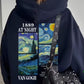 Van Gogh Art Print Zipper Hoodie – Navy Blue