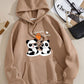 Beige Hoodie with Cute Panda Print